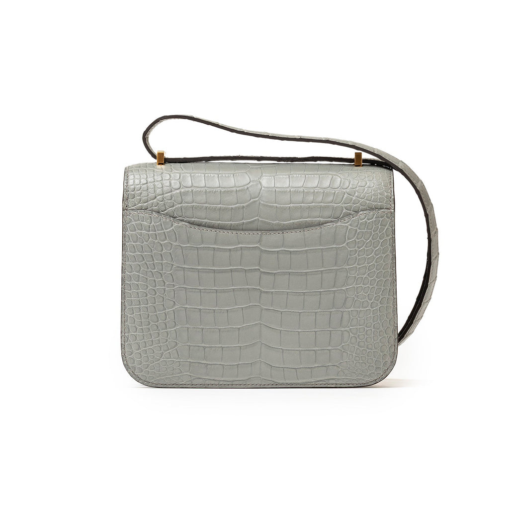 Hermès Mini Constance 18 Gris Ciment Matte Alligator Gold Hardware
