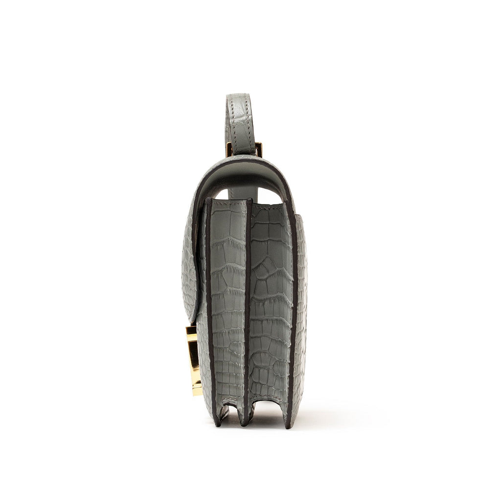 Hermès Mini Constance 18 Gris Ciment Matte Alligator Gold Hardware