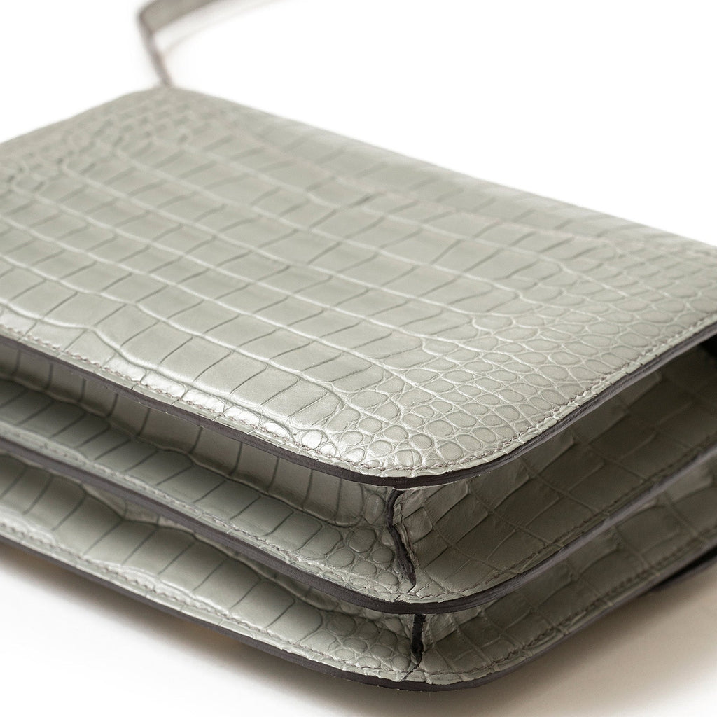 Hermès Mini Constance 18 Gris Ciment Matte Alligator Gold Hardware