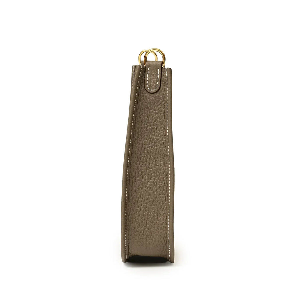 Hermès Mini Evelyne Etoupe Blue Indigo Clemence Gold Hardware