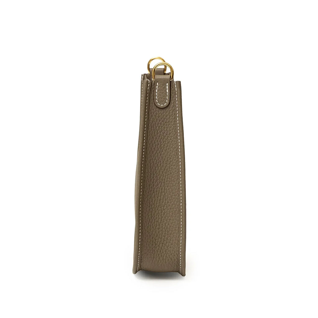 Hermès Mini Evelyne Etoupe Blue Indigo Clemence Gold Hardware
