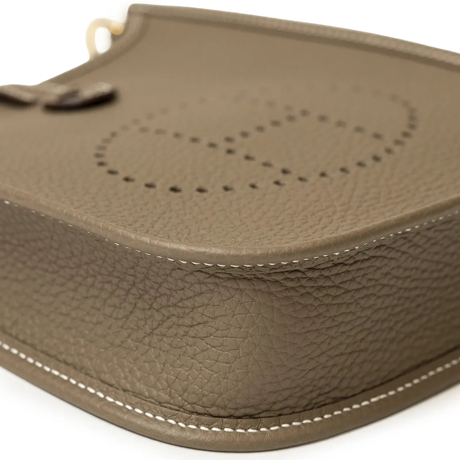 Hermès Mini Evelyne Etoupe Blue Indigo Clemence Gold Hardware