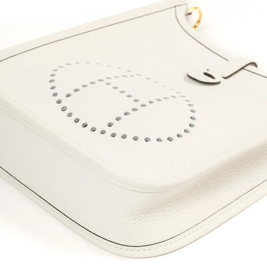 Hermès Mini Evelyne New White Clemence Gold Hardware