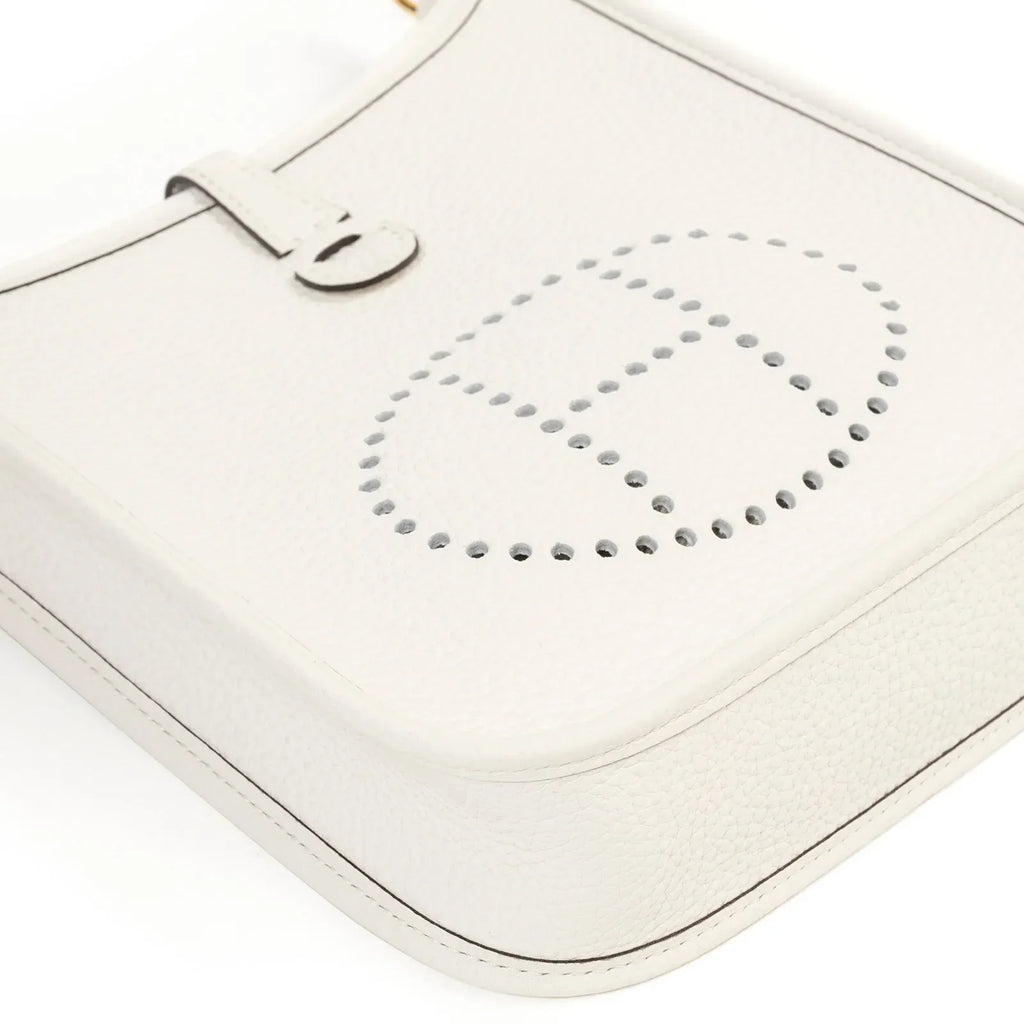 Hermès Mini Evelyne New White Clemence Gold Hardware