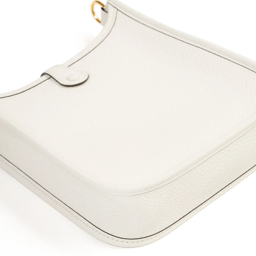 Hermès Mini Evelyne New White Clemence Gold Hardware