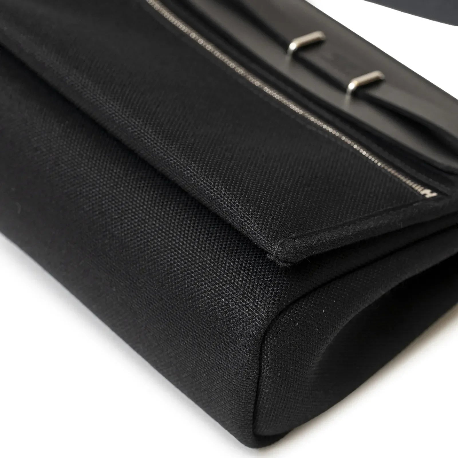 Hermès Mini Herbag Zip 20 Black Toile and Vache Hunter Palladium Hardware