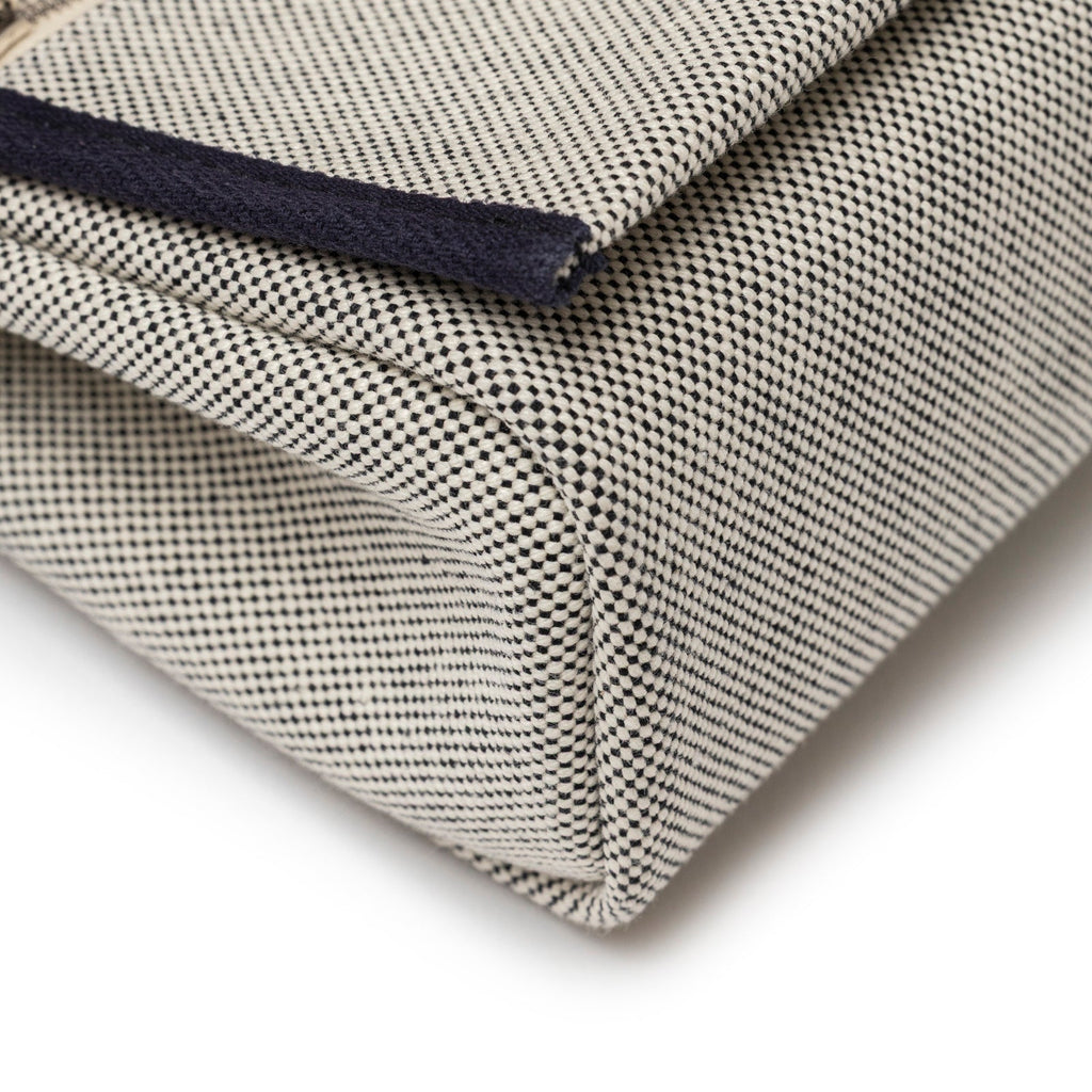 Hermès Mini Herbag Zip 20 Ecru-Black Blue Indigo Toile and Vache Hunter Palladium Hardware