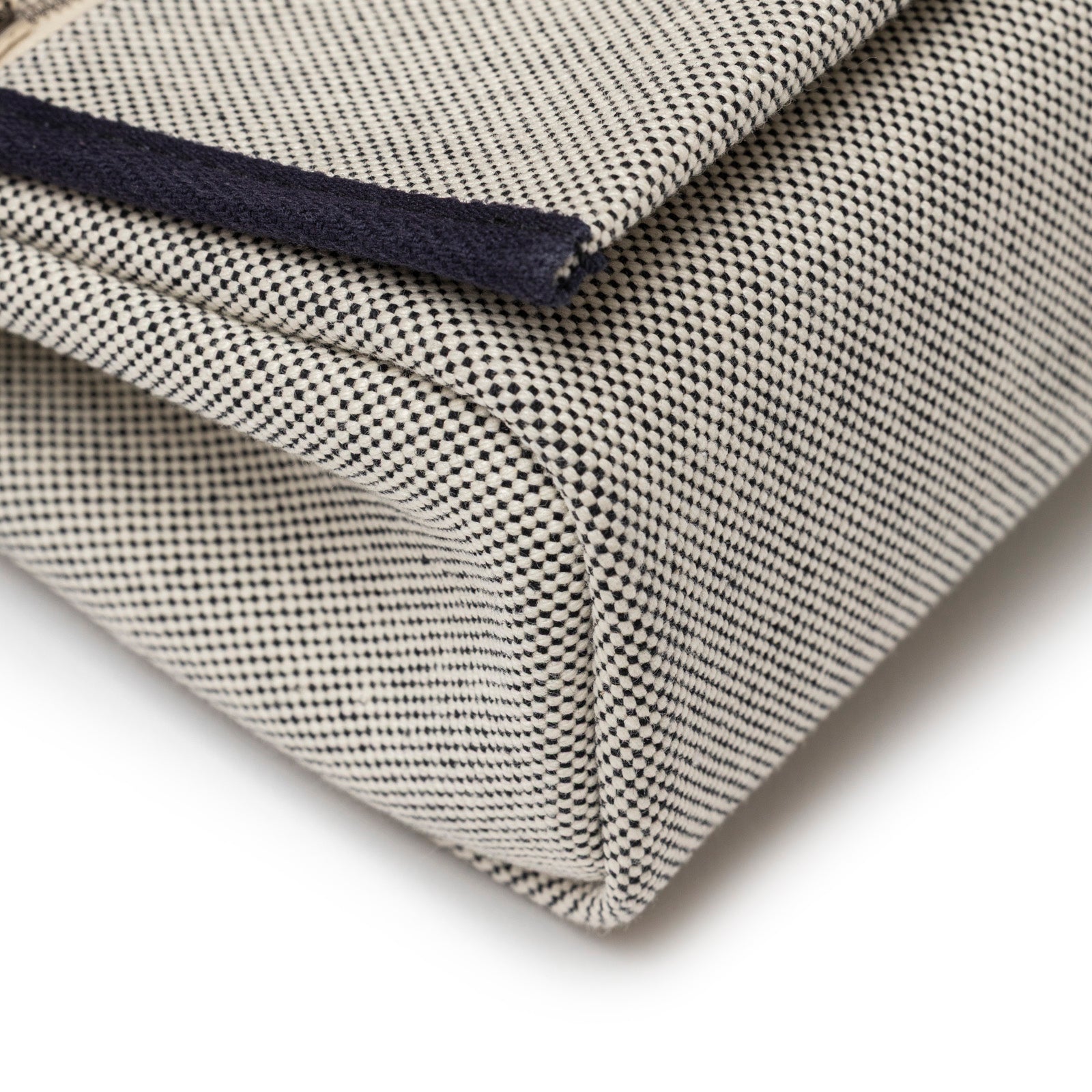 Hermès Mini Herbag Zip 20 Ecru-Black Blue Indigo Toile and Vache Hunter Palladium Hardware