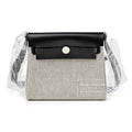 Hermès Mini Herbag Zip 20 Ecru-Black Toile and Vache Hunter Palladium Hardware