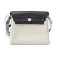 Hermès Mini Herbag Zip 20 Ecru-Blue Glacier/Ardoise Toile and Vache Hunter Palladium Hardware