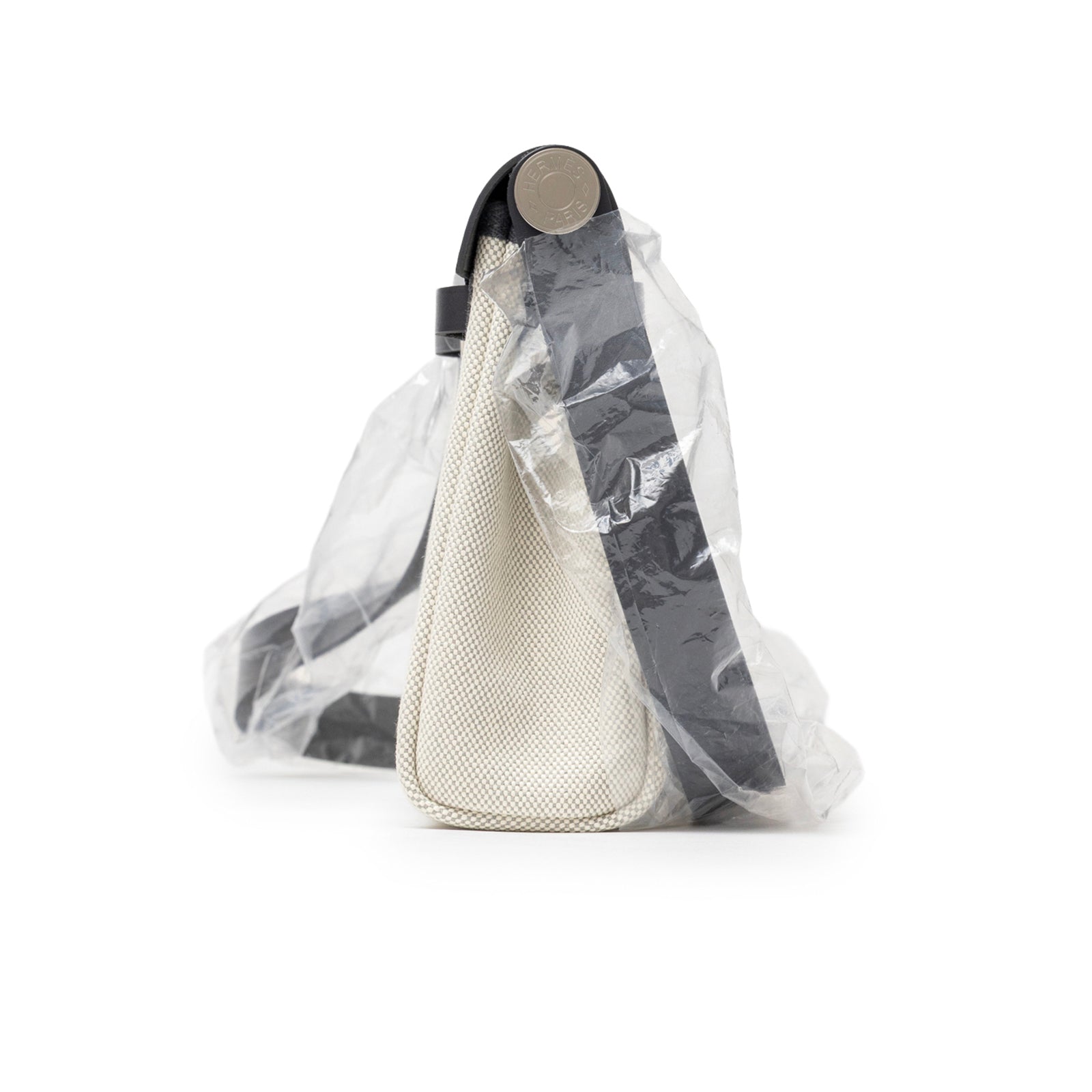 Hermès Mini Herbag Zip 20 Ecru-Blue Glacier/Ardoise Toile and Vache Hunter Palladium Hardware