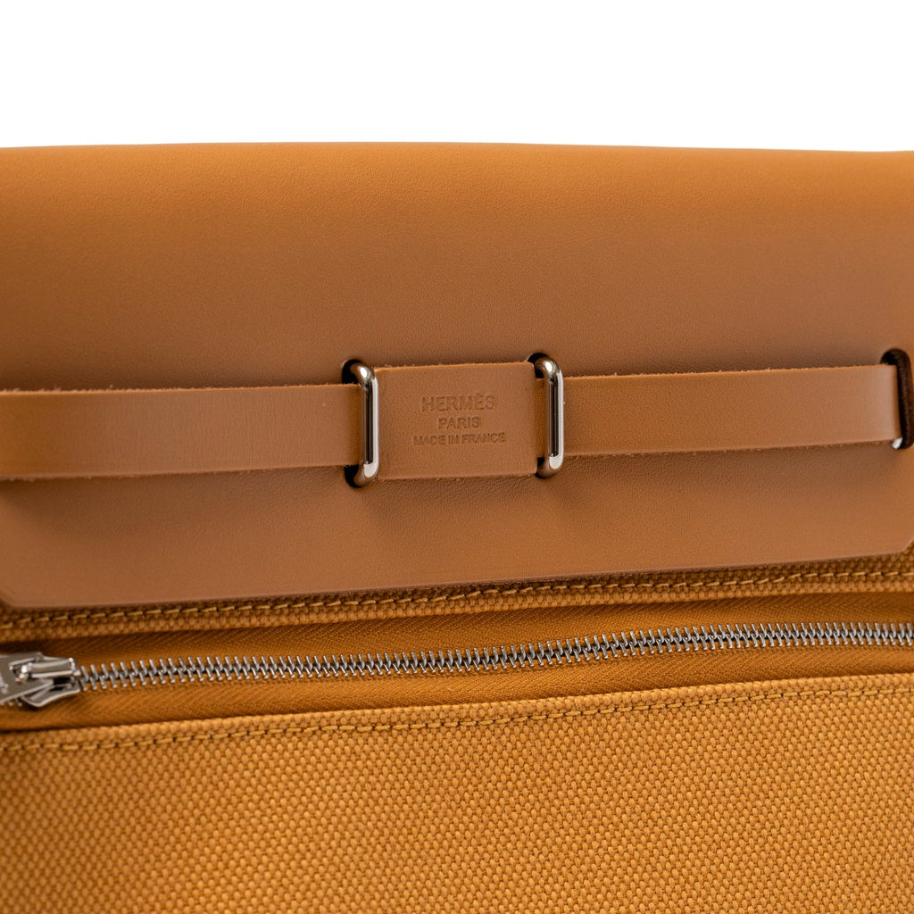 Hermès Mini Herbag Zip 20 Naturel Sable Toile and Vache Hunter Palladium Hardware