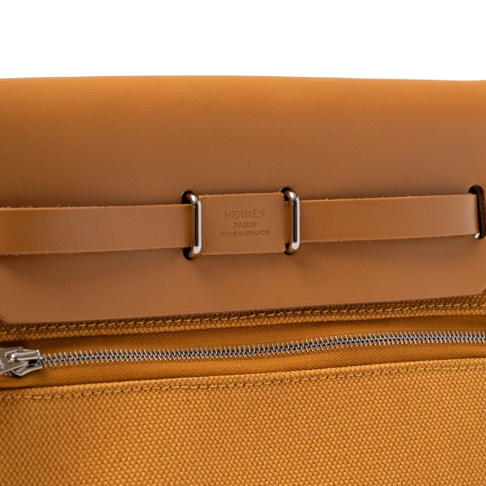 Hermès Mini Herbag Zip 20 Naturel Sable Toile and Vache Hunter Palladium Hardware
