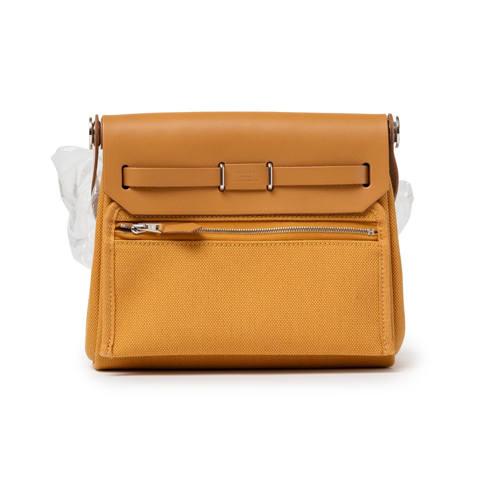 Hermès Mini Herbag Zip 20 Naturel Sable Toile and Vache Hunter Palladium Hardware