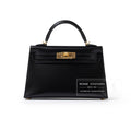 Hermès Mini Kelly II Sellier 20 Black Box Gold Hardware