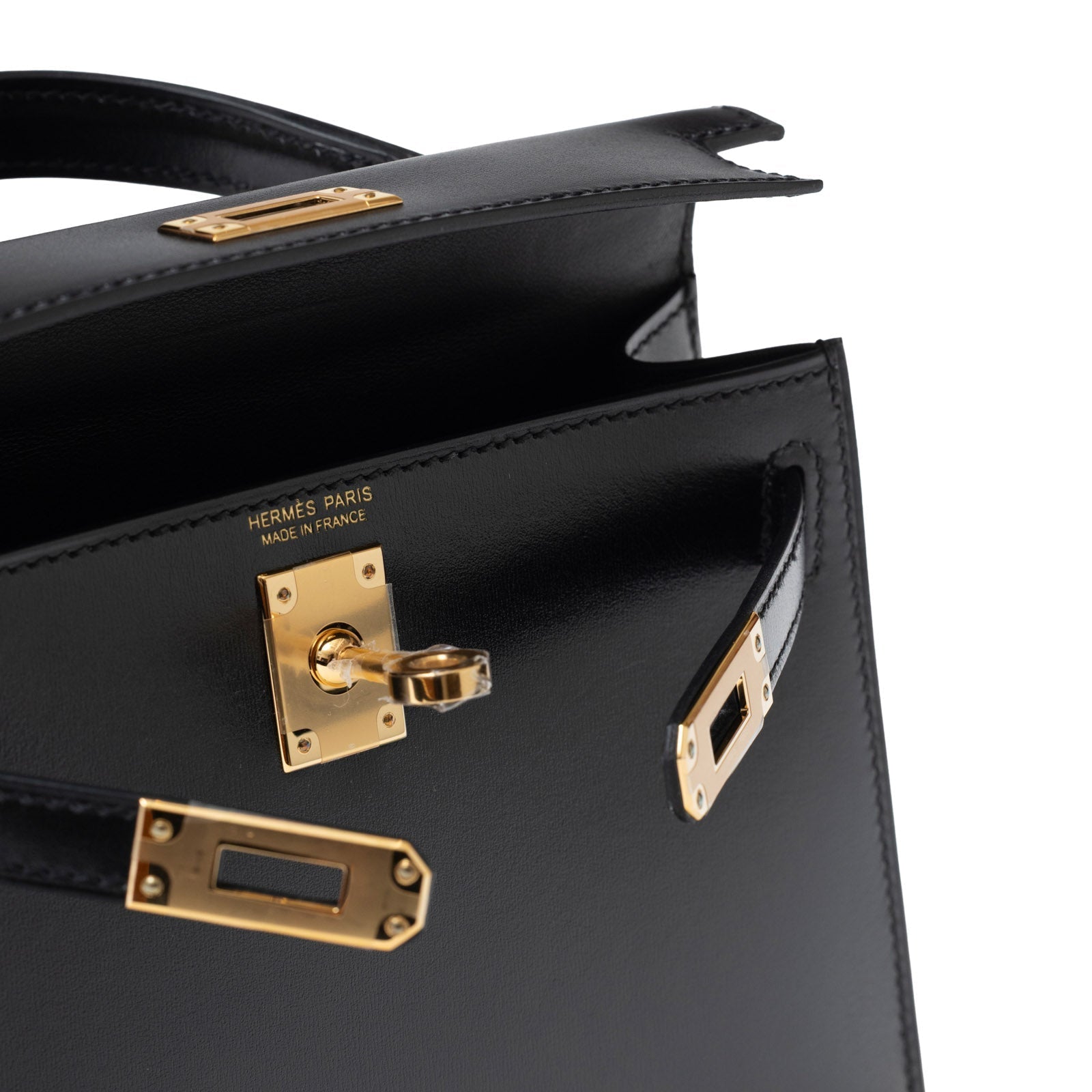 Hermès Mini Kelly II Sellier 20 Black Box Gold Hardware