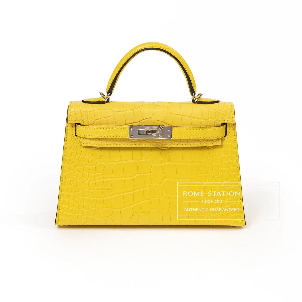 Hermès Mini Kelly II Sellier 20 Mimosa Matte Alligator Palladium Hardware