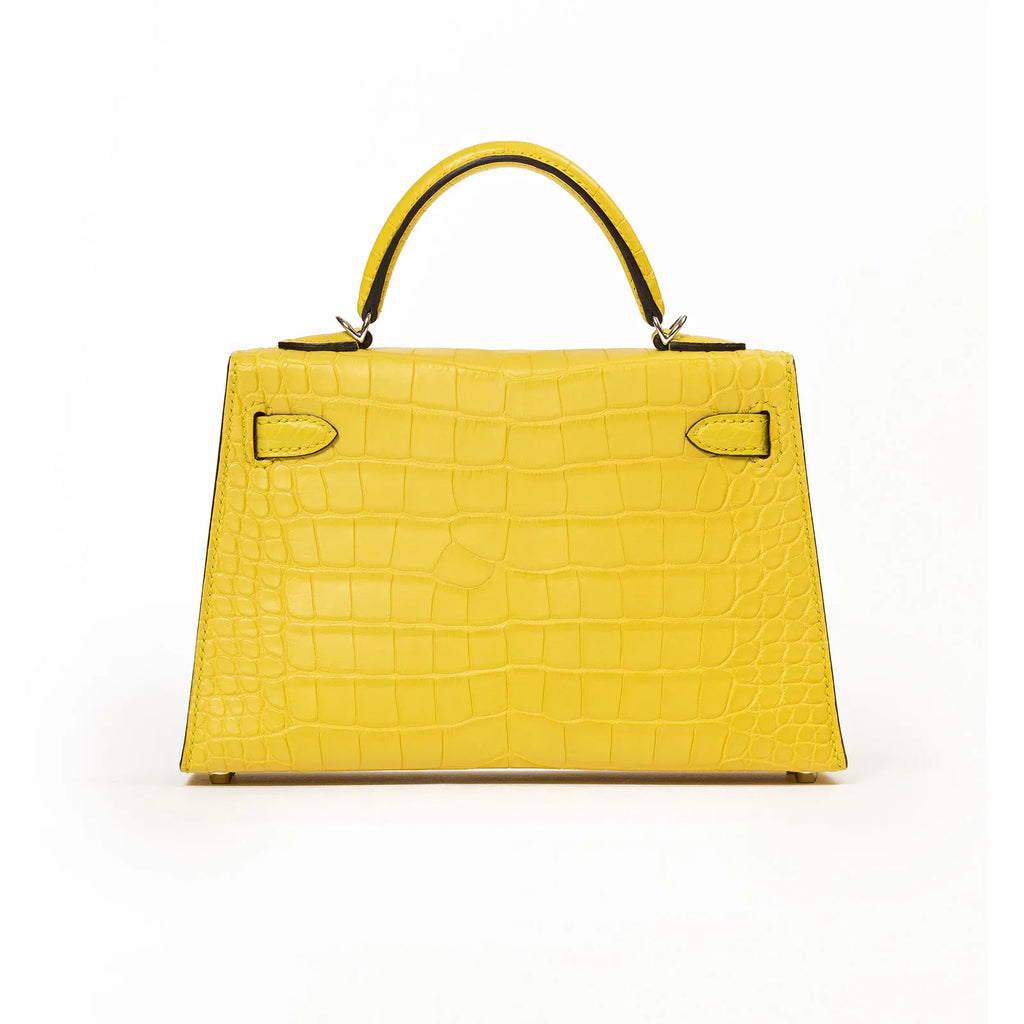 Hermès Mini Kelly II Sellier 20 Mimosa Matte Alligator Palladium Hardware