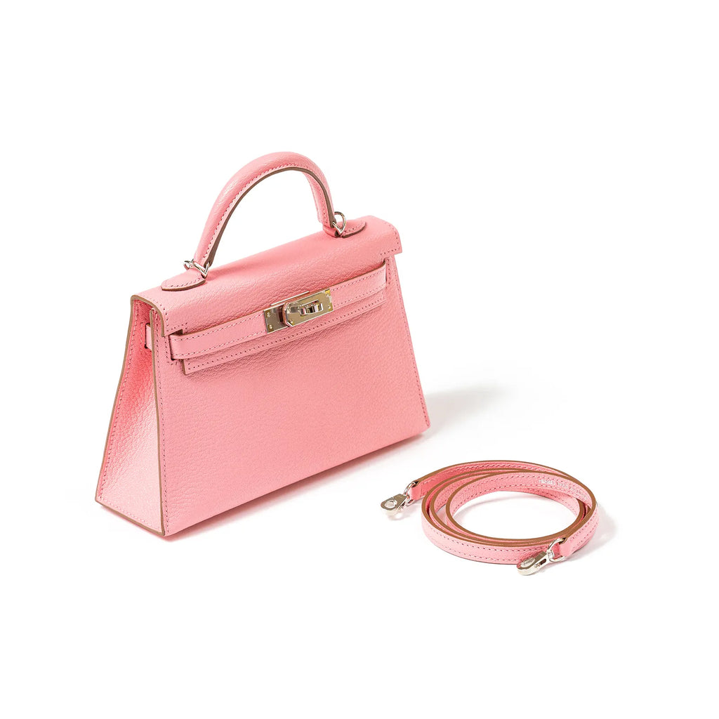 Hermès Mini Kelly II Sellier 20 Rose Confetti Chevre Mysore Palladium Hardware