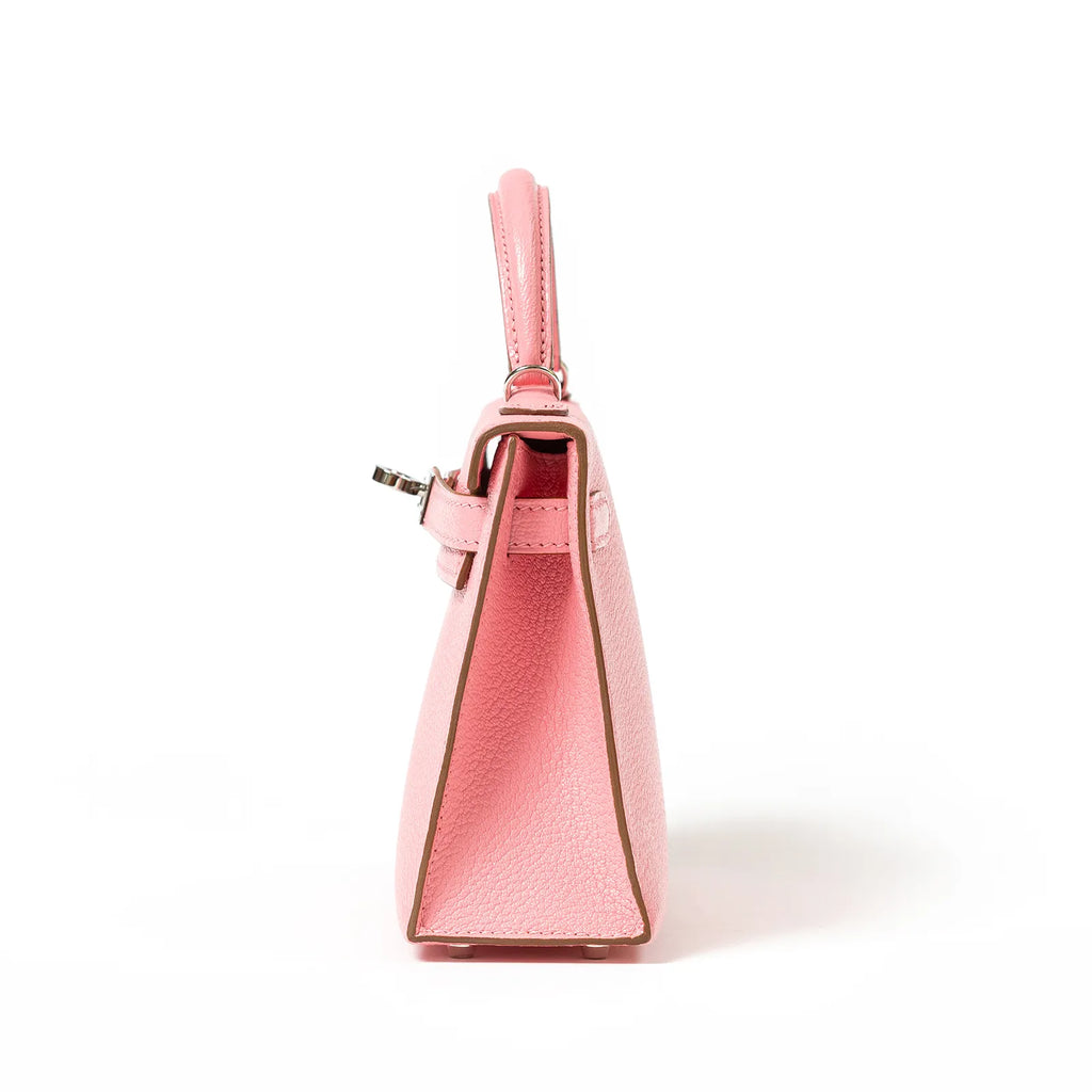 Hermès Mini Kelly II Sellier 20 Rose Confetti Chevre Mysore Palladium Hardware