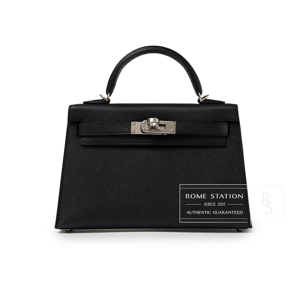 Hermès Mini Kelly II Sellier Black Epsom Palladium Hardware