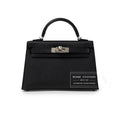 Hermès Mini Kelly II Sellier Black Epsom Palladium Hardware