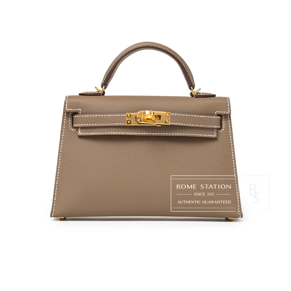 Hermès Mini Kelly II Sellier Etoupe Epsom Gold Hardware