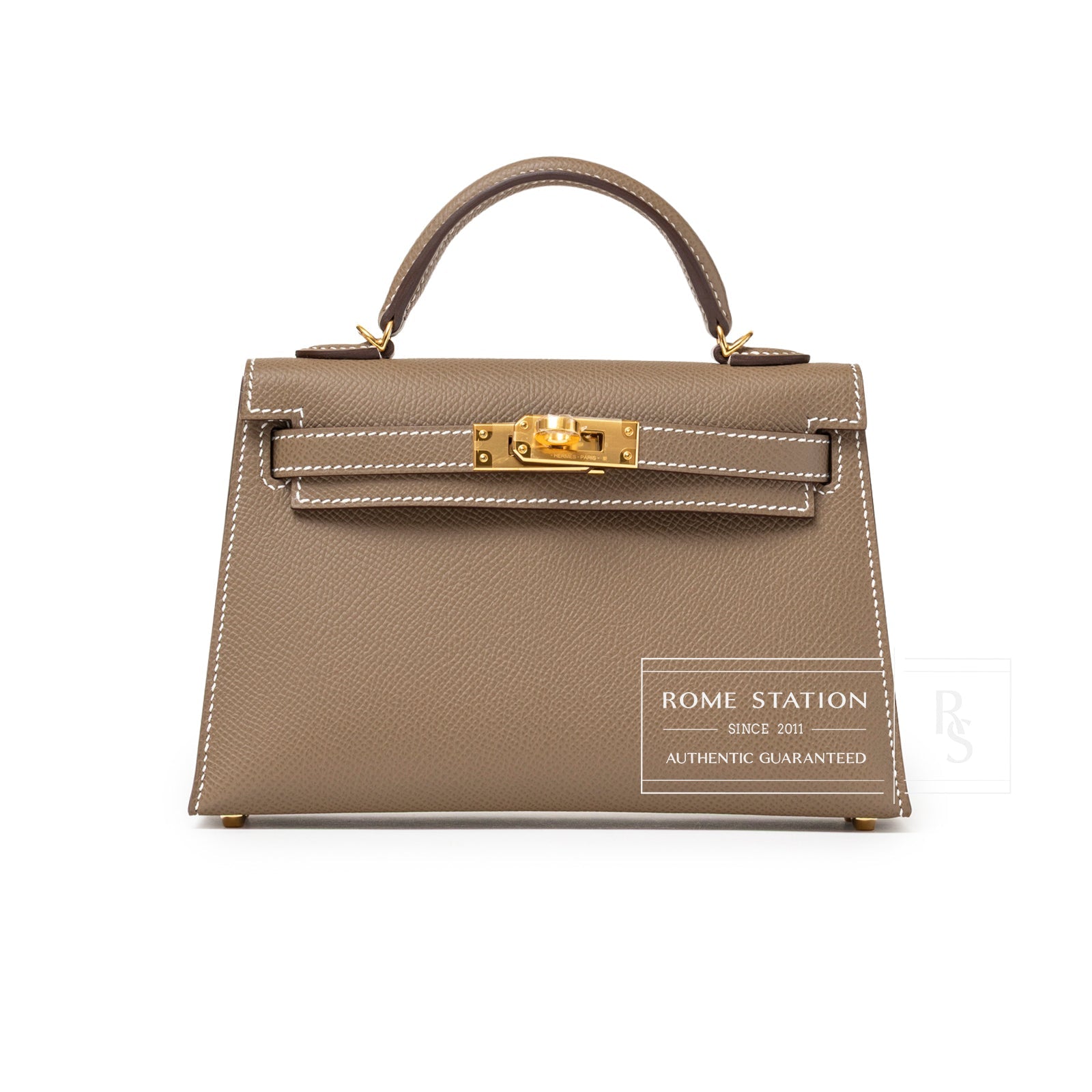 Hermès Mini Kelly II Sellier Etoupe Epsom Gold Hardware