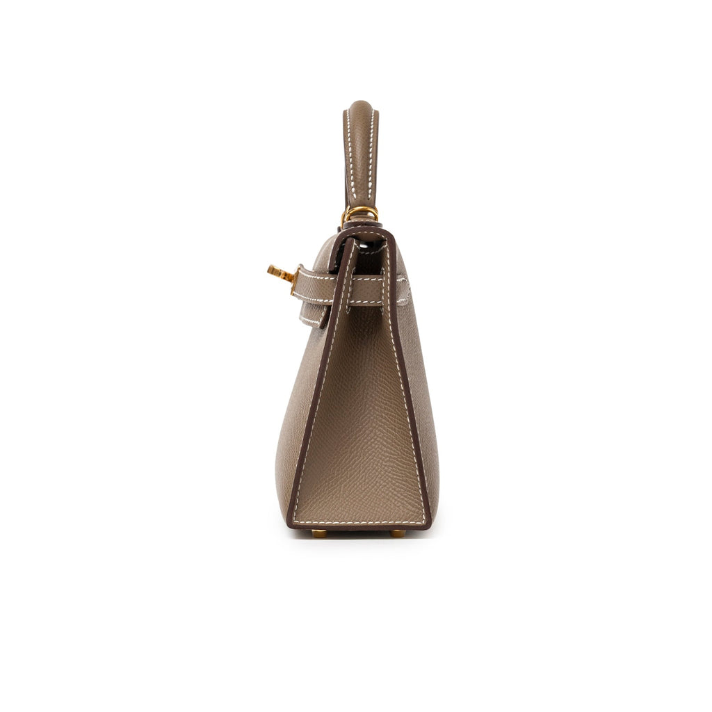 Hermès Mini Kelly II Sellier Etoupe Epsom Gold Hardware