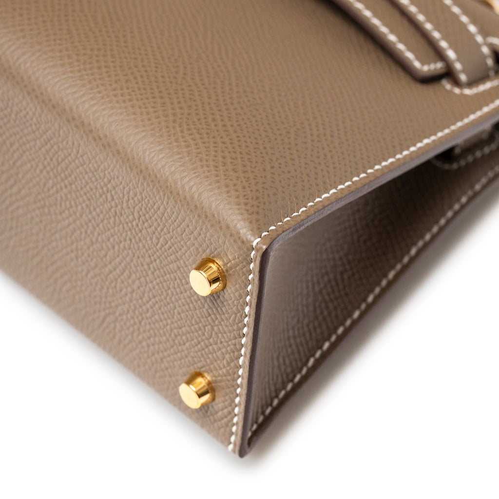 Hermès Mini Kelly II Sellier Etoupe Epsom Gold Hardware