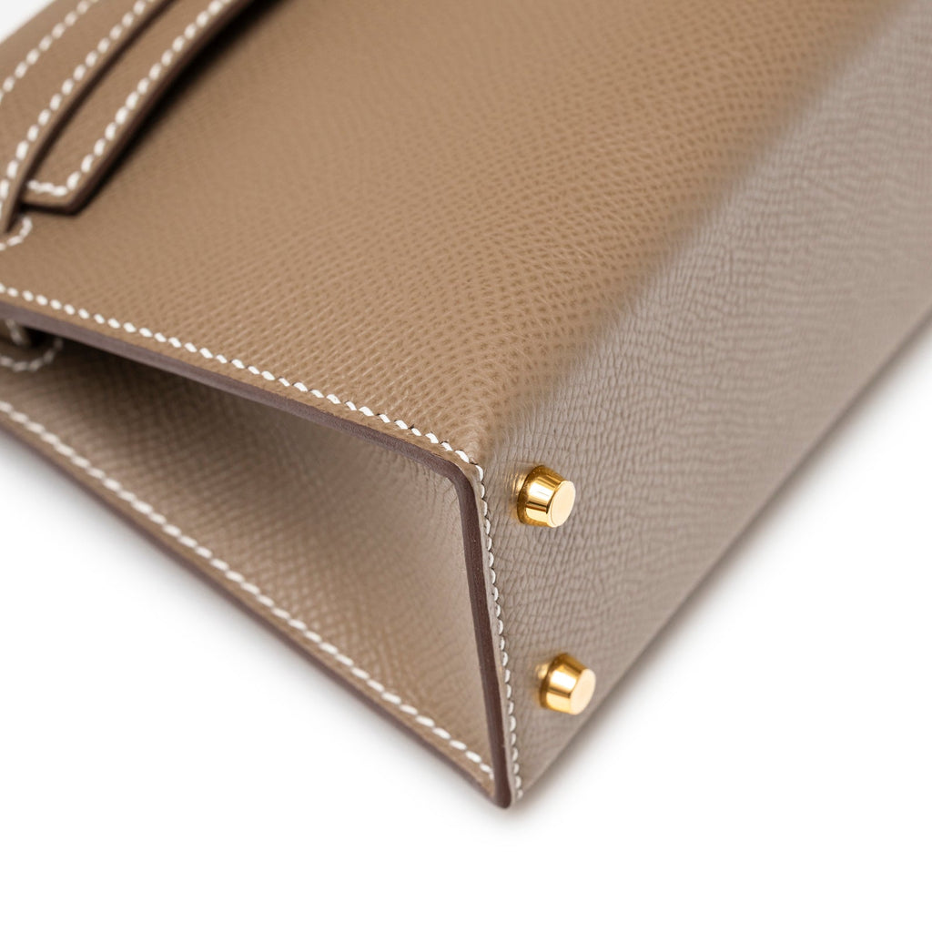 Hermès Mini Kelly II Sellier Etoupe Epsom Gold Hardware