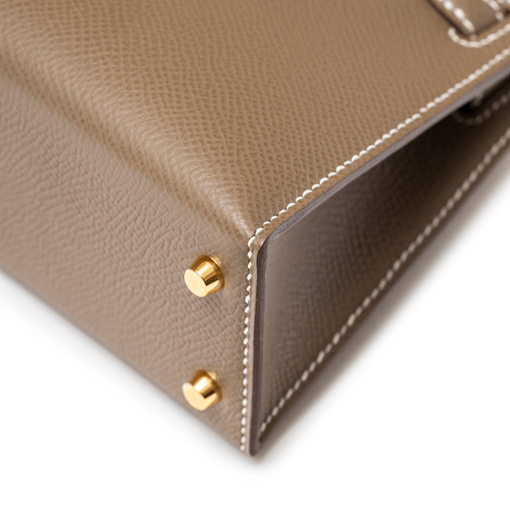 Hermès Mini Kelly II Sellier Etoupe Epsom Gold Hardware