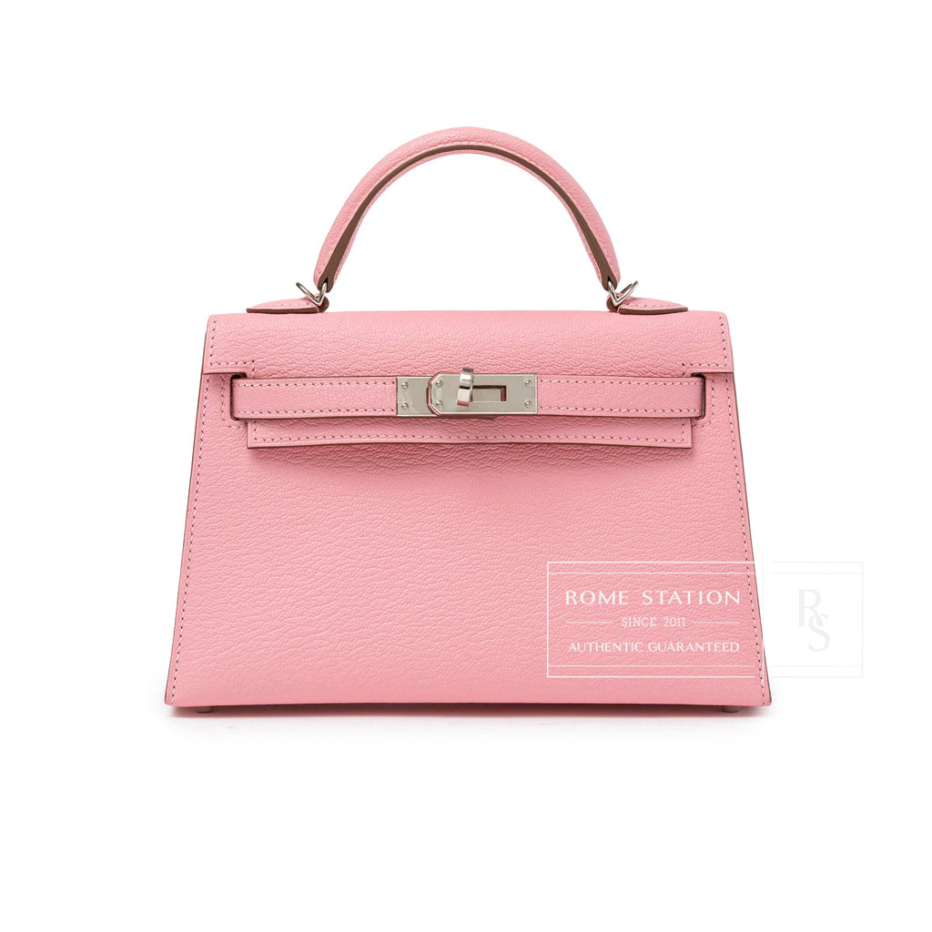 Hermès Mini Kelly II Sellier Rose Confetti Chevre Mysore Palladium Hardware