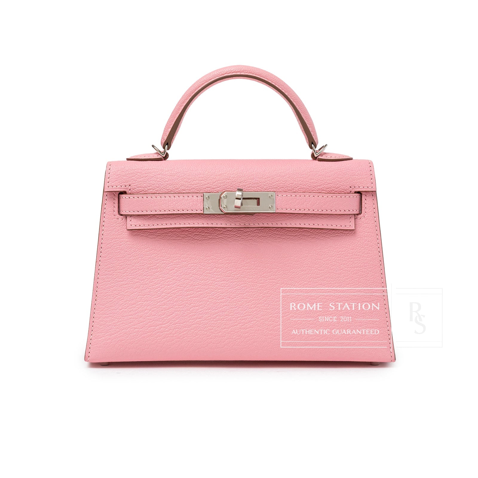 Hermès Mini Kelly II Sellier Rose Confetti Chevre Mysore Palladium Hardware