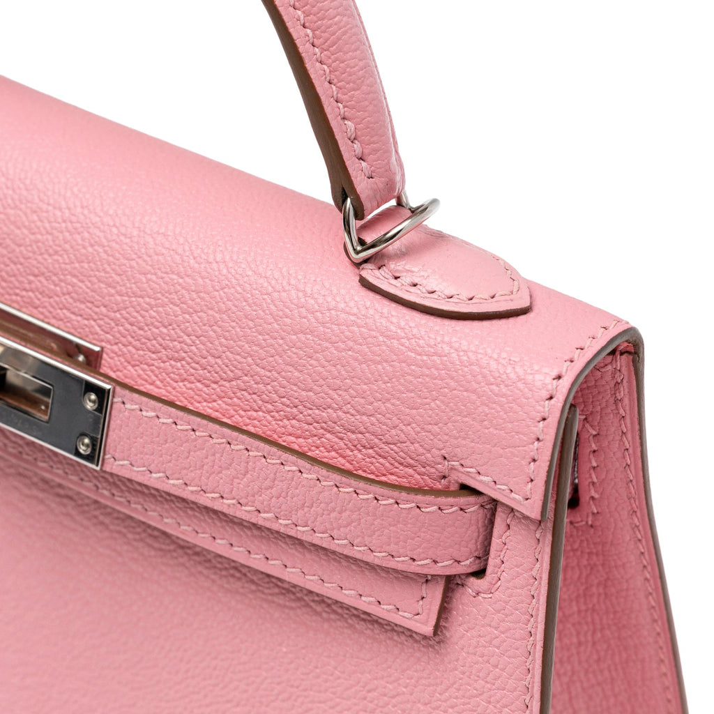 Hermès Mini Kelly II Sellier Rose Confetti Chevre Mysore Palladium Hardware