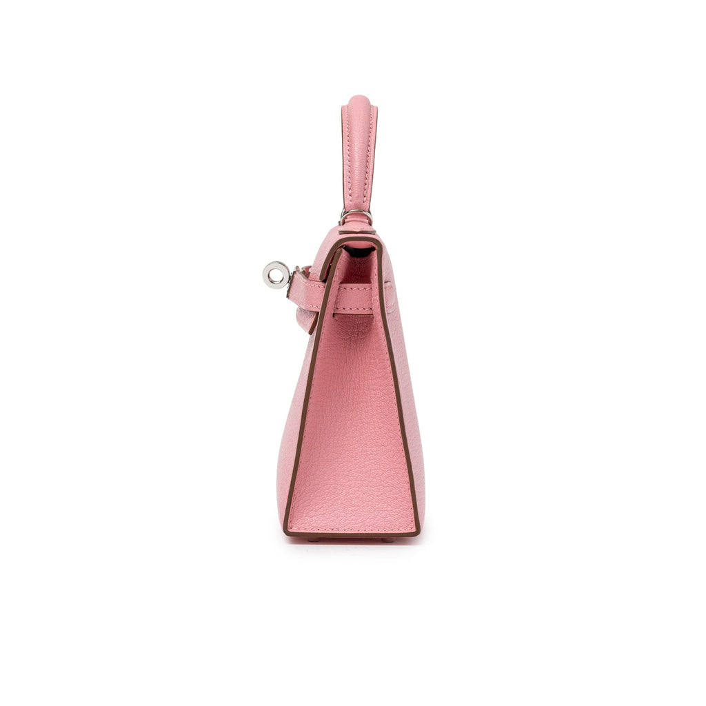 Hermès Mini Kelly II Sellier Rose Confetti Chevre Mysore Palladium Hardware