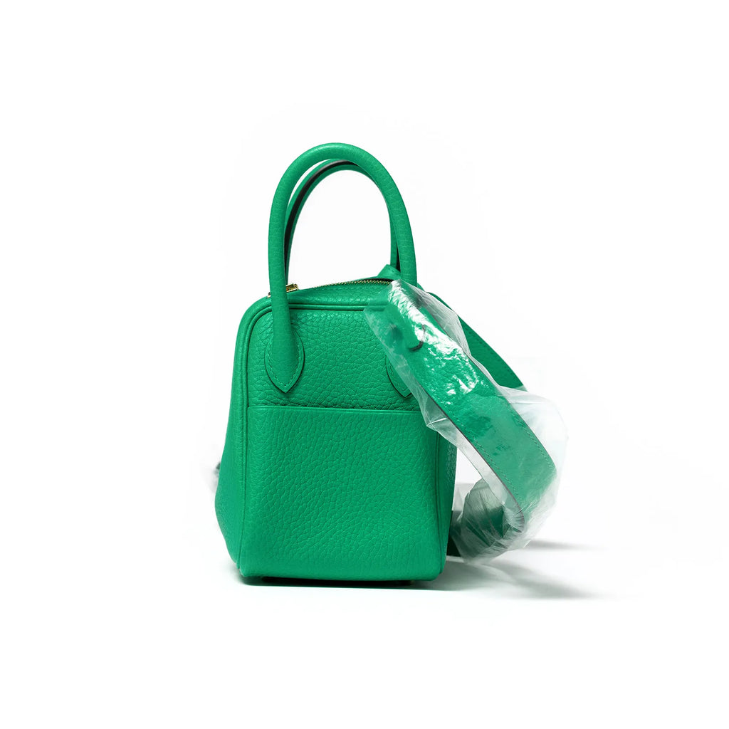 Hermès Mini Lindy I 6W Menthe Clemence Gold Hardware