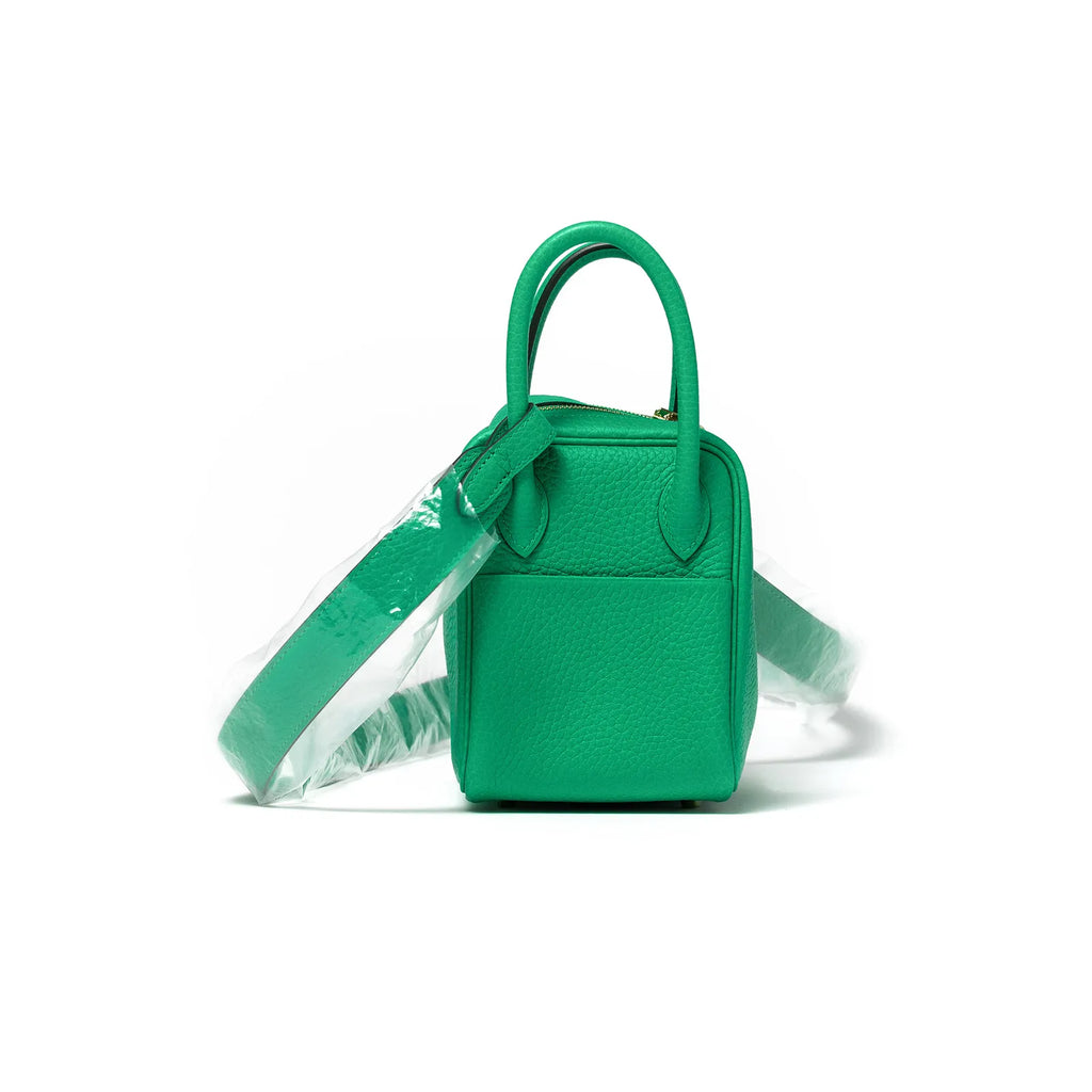 Hermès Mini Lindy I 6W Menthe Clemence Gold Hardware