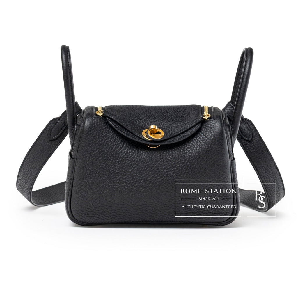 Hermès Mini Lindy I Black Clemence Gold Hardware