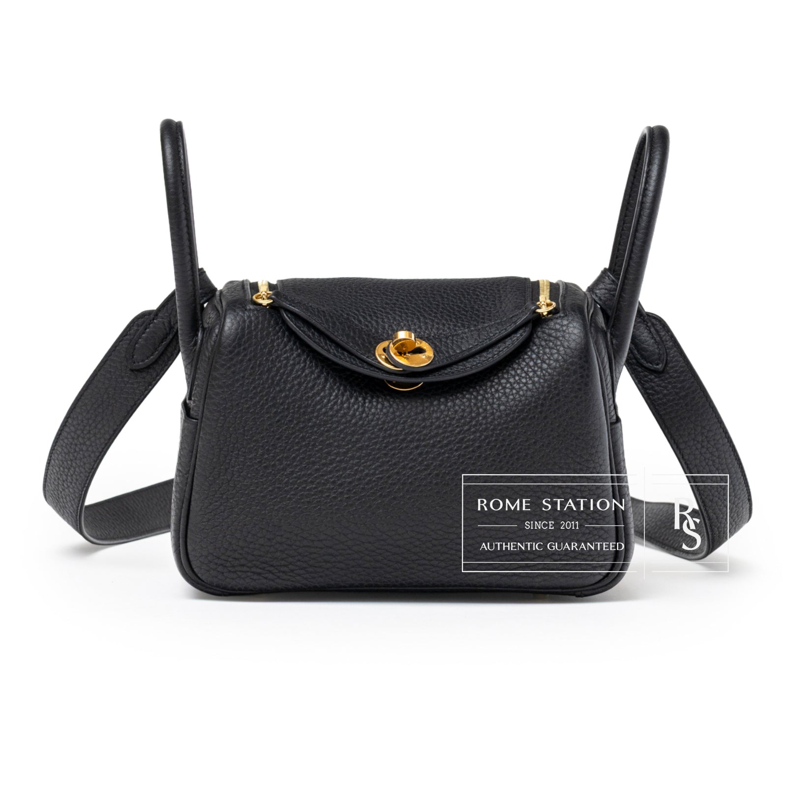 Hermès Mini Lindy I Black Clemence Gold Hardware