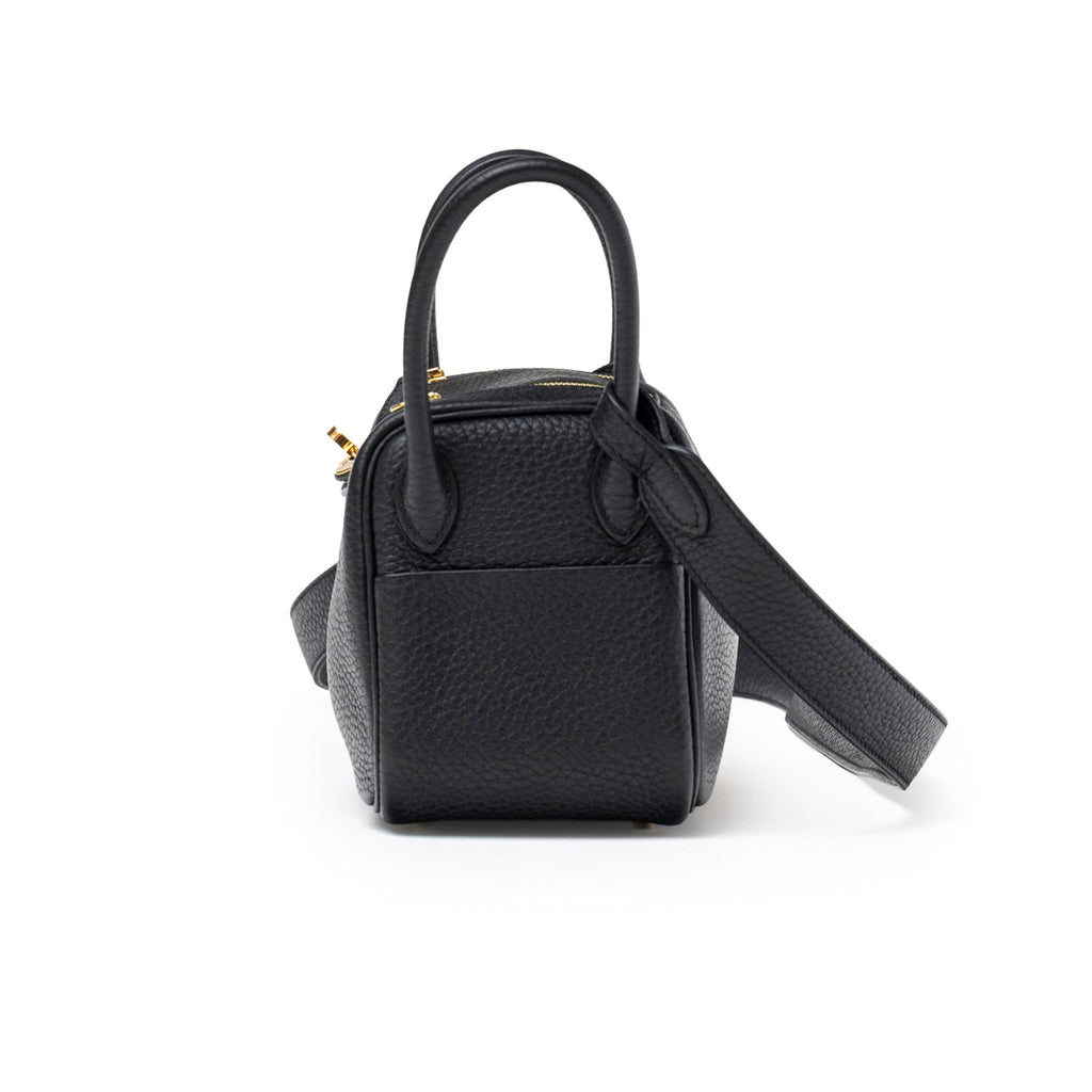 Hermès Mini Lindy I Black Clemence Gold Hardware