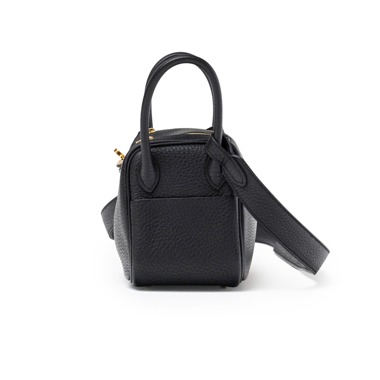 Hermès Mini Lindy I Black Clemence Gold Hardware