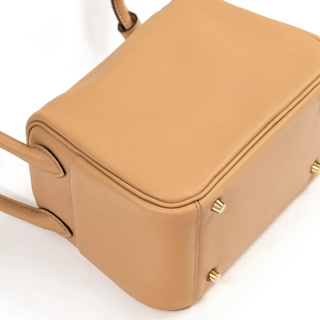 Hermès Mini Lindy I Chai/Mauve Sylvestre Swift Gold Hardware