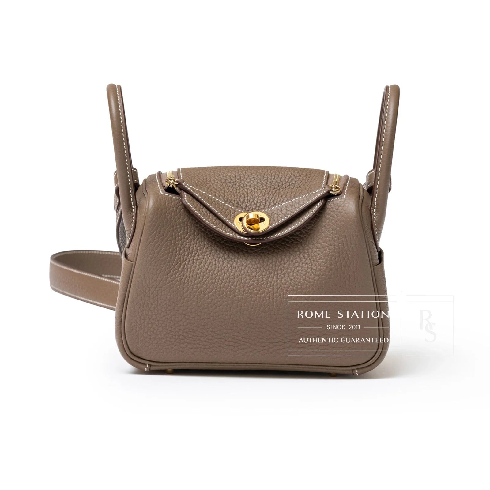 Hermès Mini Lindy I Etoupe Clemence Gold Hardware