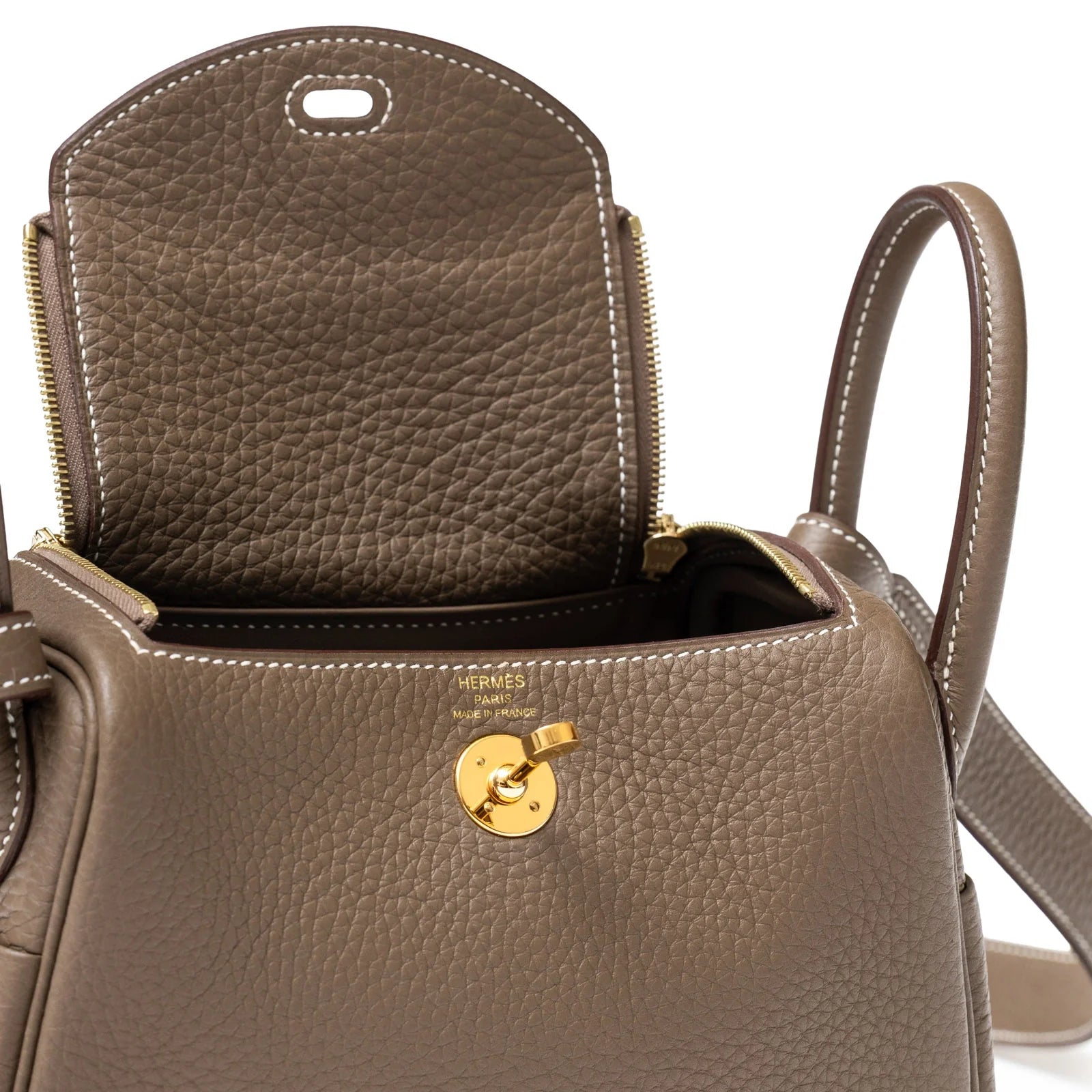 Hermès Mini Lindy I Etoupe Clemence Gold Hardware