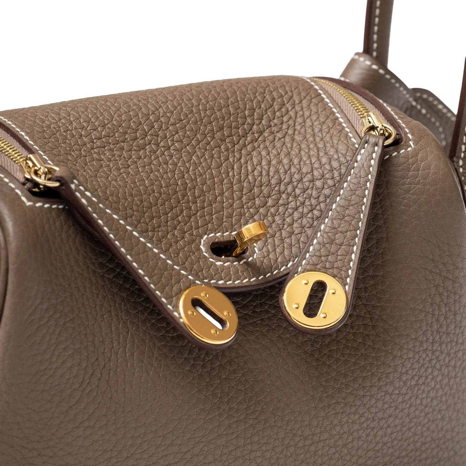 Hermès Mini Lindy I Etoupe Clemence Gold Hardware