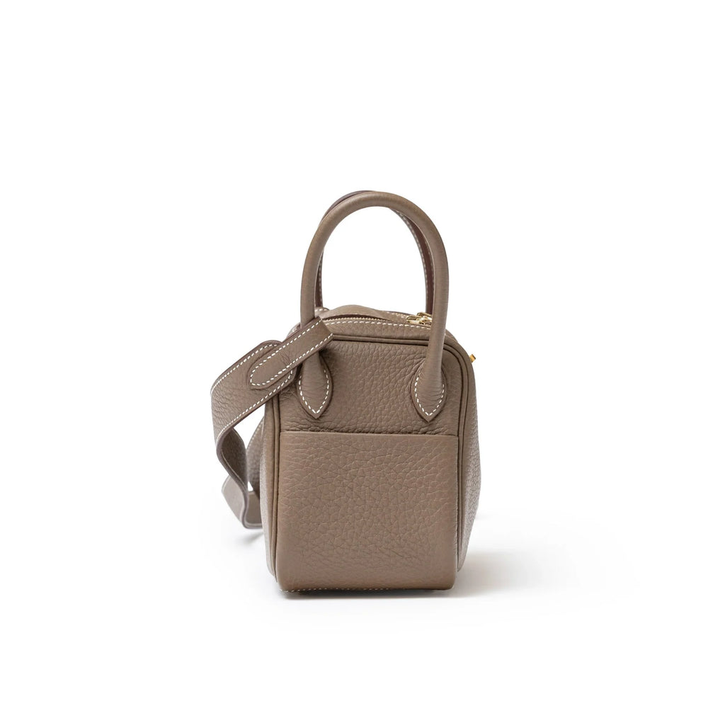 Hermès Mini Lindy I Etoupe Clemence Gold Hardware
