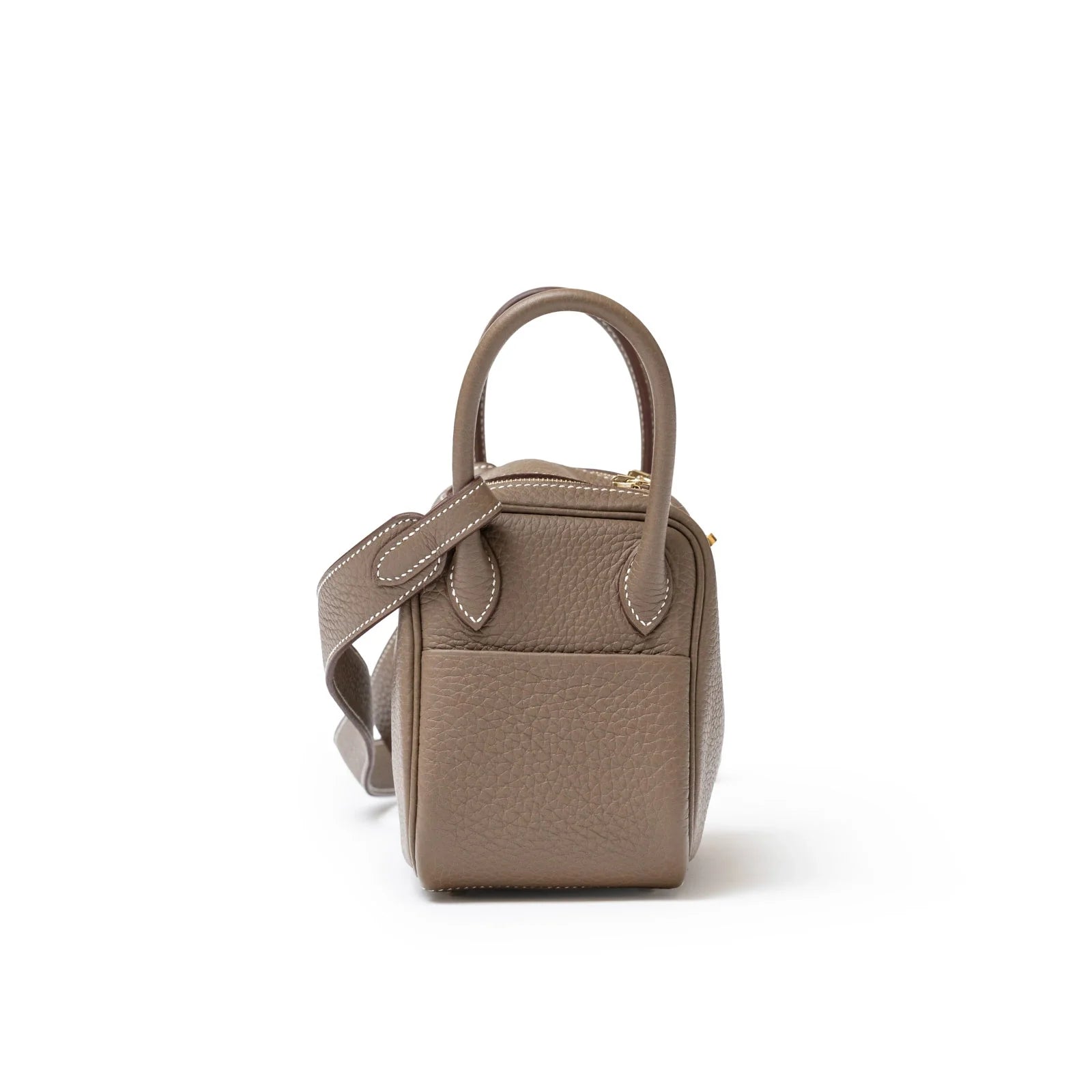 Hermès Mini Lindy I Etoupe Clemence Gold Hardware