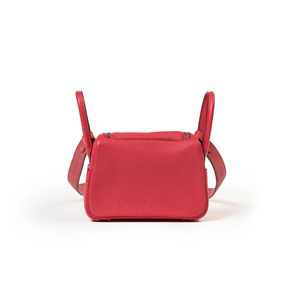 Hermès Mini Lindy I Rose Extreme Clemence Palladium Hardware