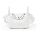 Hermès Mini Lindy II New White Clemence Gold Hardware